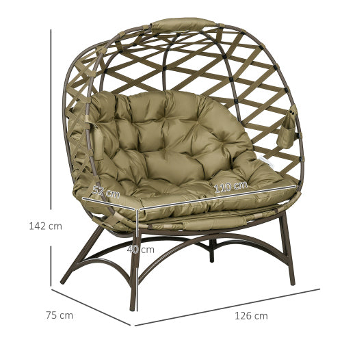Outsunny 2 Seater Egg Chair Outdoor, Folding Weave Garden