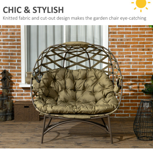 Outsunny 2 Seater Egg Chair Outdoor, Folding Weave Garden