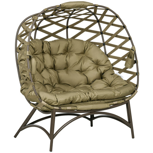 Outsunny 2 Seater Egg Chair Outdoor, Folding Weave Garden