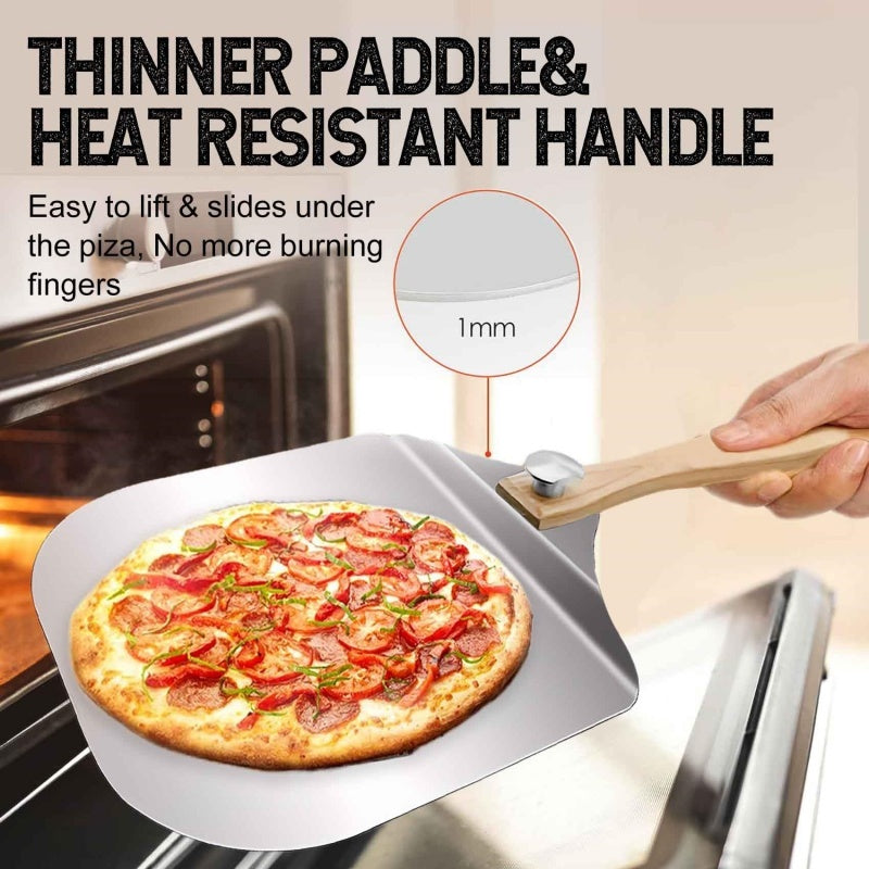 Pizza Peel Oven Aluminium Foldable Wood Handle And Pizza Paddle 12 Inch