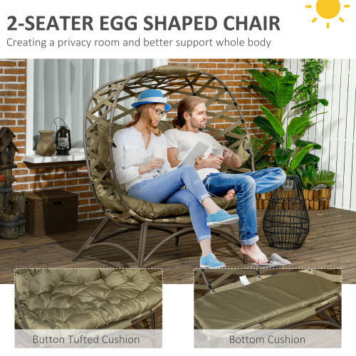 Outsunny 2 Seater Egg Chair Outdoor, Folding Weave Garden