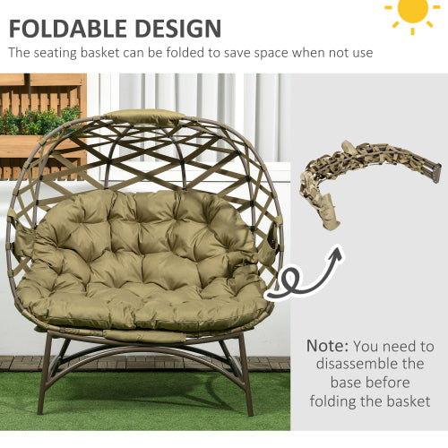 Outsunny 2 Seater Egg Chair Outdoor, Folding Weave Garden